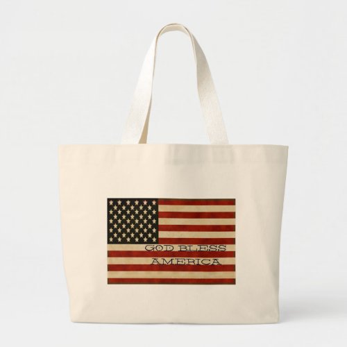 Vintage American Flag GIFTS Large Tote Bag