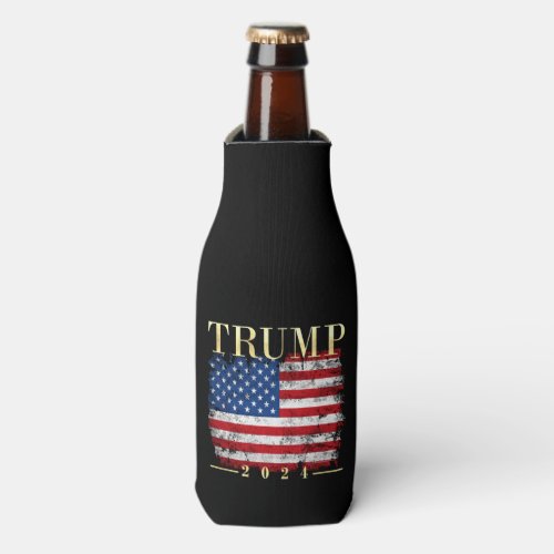 Vintage American Flag Gold Trump 2024 Bottle Cooler