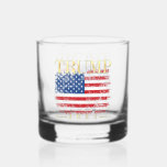 Vintage American Flag Gold Trump 2024 Whiskey Glass