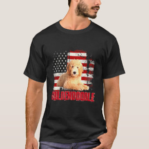 Vintage American Flag Goldendoodle Dog T-Shirt