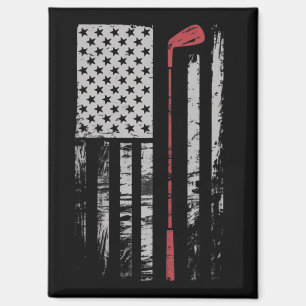 Vintage American Flag Golf Club Gift Golfer  Magnet