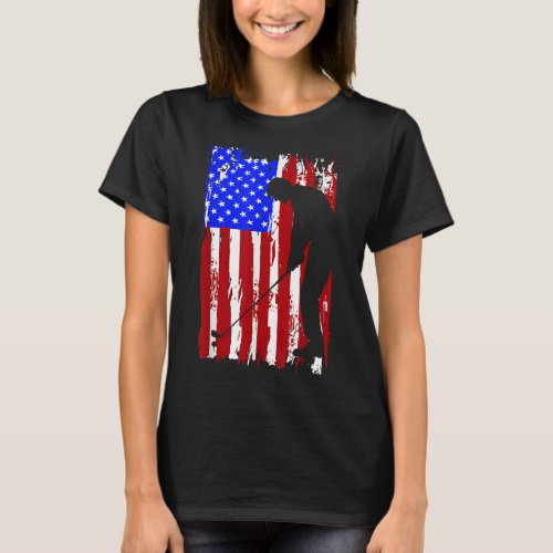 Vintage American Flag Golf Men Women T_Shirt