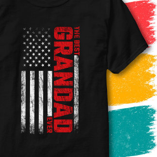 Vintage American Flag Grandpa Best Grandad Ever T-Shirt