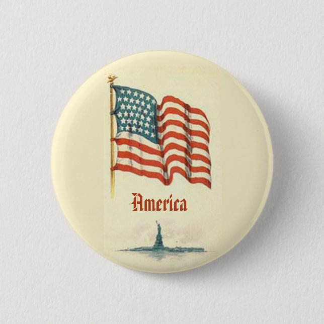 Vintage American Flag Gratitude Button (Front)