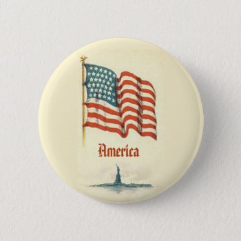 Vintage American Flag Gratitude Button by vintageamerican at Zazzle