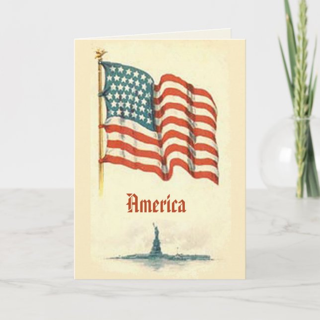 Vintage American Flag Greeting Card (Front)