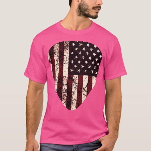 Vintage American Flag Guitar Pick T_Shirt