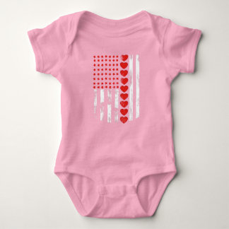 Vintage American Flag Heart Family Matching outfit Baby Bodysuit