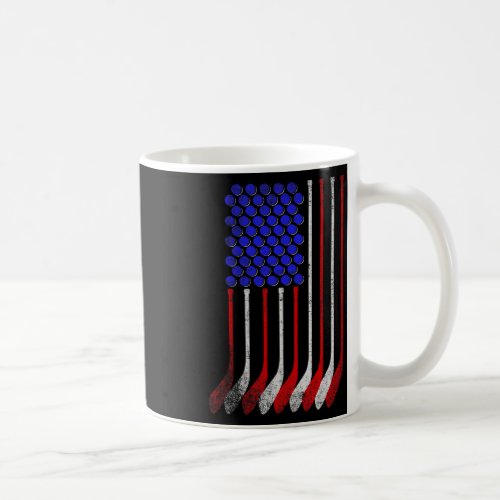 Vintage American Flag Hockey Apparel 4th July Men  Coffee Mug