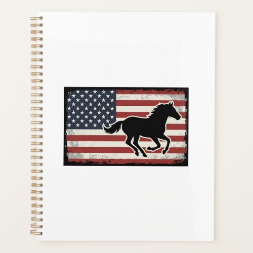 Vintage American Flag Horse Vector Art Design Planner