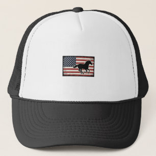 Vintage American Flag Horse Vector Art Design Trucker Hat