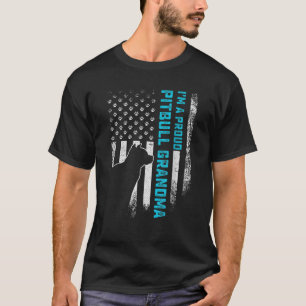 Vintage American Flag I m A Proud Pitbull Grandma  T-Shirt