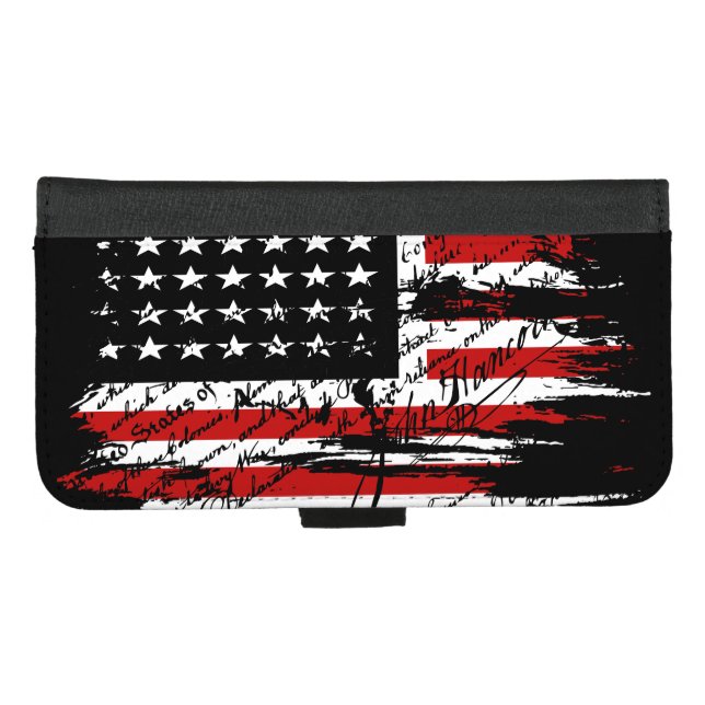 Vintage American  Flag  iPhone Wallet Case (Front (Horizontal))