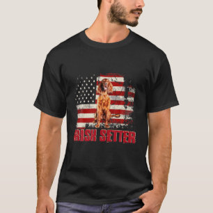 Vintage American Flag Irish Setter Dog Lover T-Shirt