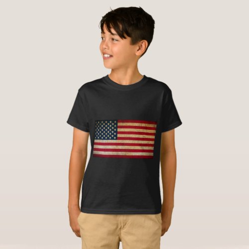 Vintage American Flag Kids Basic T_Shirt