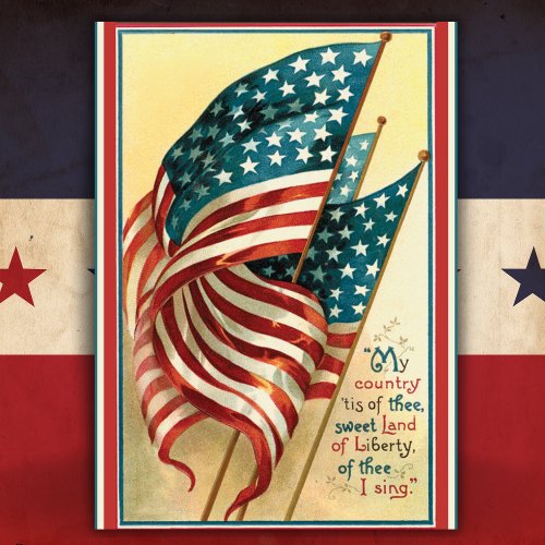 Vintage American Flag Land of Liberty Patriotic Holiday Card