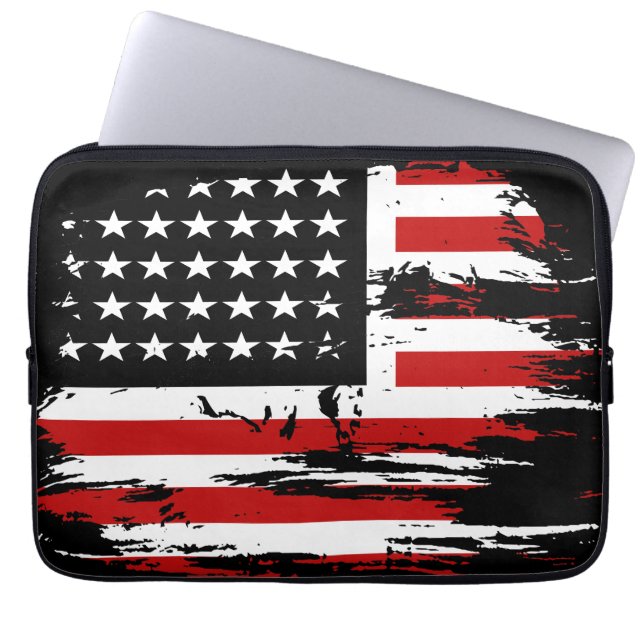 Vintage American  Flag  Laptop Sleeve (Front)