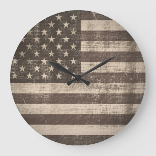 Vintage American Flag Large Clock