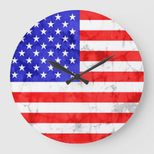 Vintage American Flag Large Clock