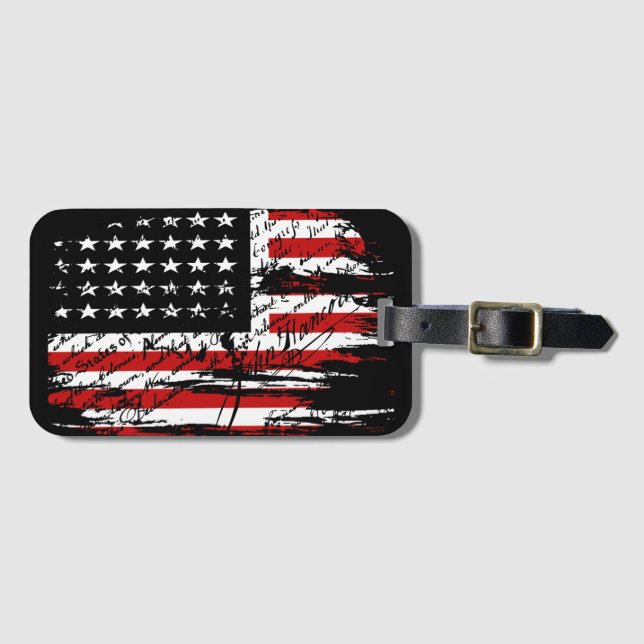 Vintage American Flag  Luggage Tag (Front Horizontal)