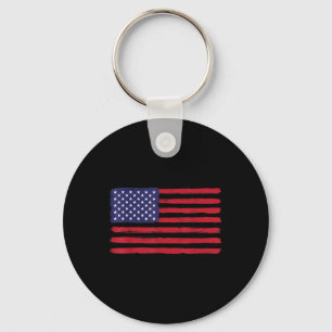 Vintage American Flag Memorial Day Veterans Keychain