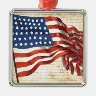 Vintage American Flag Metal Ornament