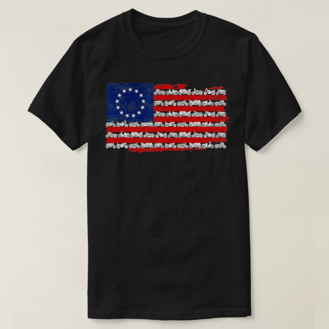 Vintage American Flag Motorcycle  T-Shirt (Design Front)
