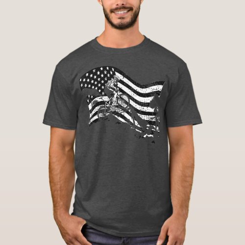 Vintage American Flag Mountain Bike  T_Shirt