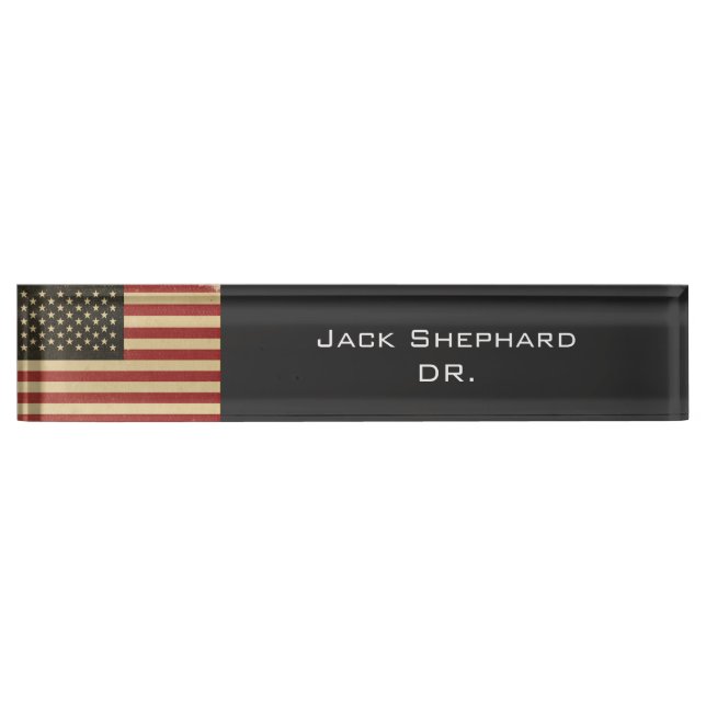 Vintage American Flag Name Plate (Front)