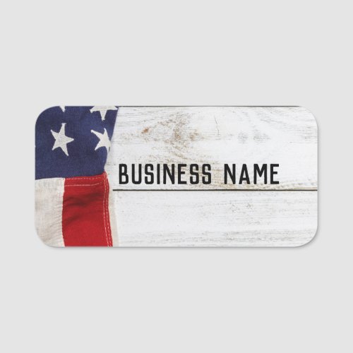 Vintage American Flag Name Tag