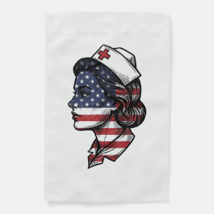 Vintage American Flag Nurse Profile Vector Design_