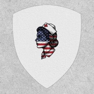 Vintage American Flag Nurse Profile Vector Design_ Patch