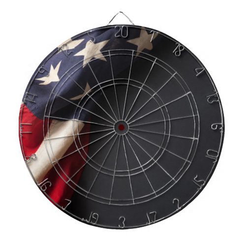 Vintage American Flag on Chalkboard Dartboard With Darts