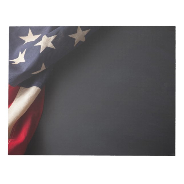 Vintage American Flag on Chalkboard Notepad (Front)