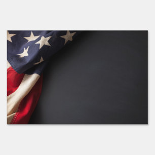 Vintage American Flag on Chalkboard Yard Sign