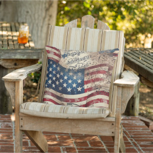 Vintage American Flag  Outdoor Pillow