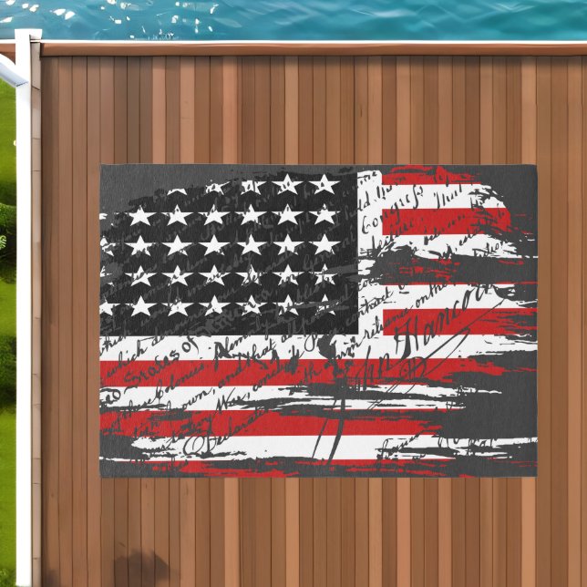 Vintage American  Flag  Outdoor Rug (Insitu (Outdoor 1))