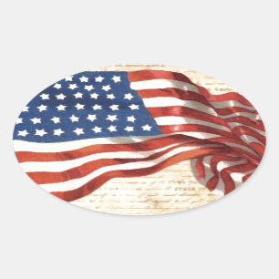 Vintage American Flag Oval Sticker
