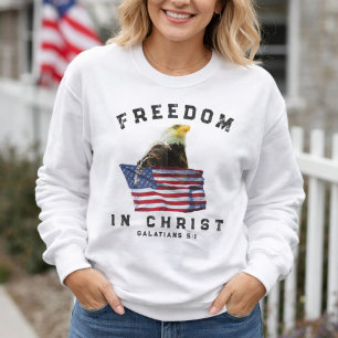 Vintage American Flag Patriotic Eagle Christian  Sweatshirt