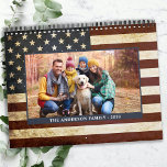 Vintage American Flag Patriotic Family Photos Calendar<br><div class="desc">USA American Flag 12 Month Calendar - USA American flag design vintage red white blue, stars and stripes. Personalize each month with your favorite photos and family name, and text. This patriotic calendar is perfect for military families, veterans, patriotic business. COPYRIGHT © 2021 Judy Burrows, Black Dog Art - All...</div>