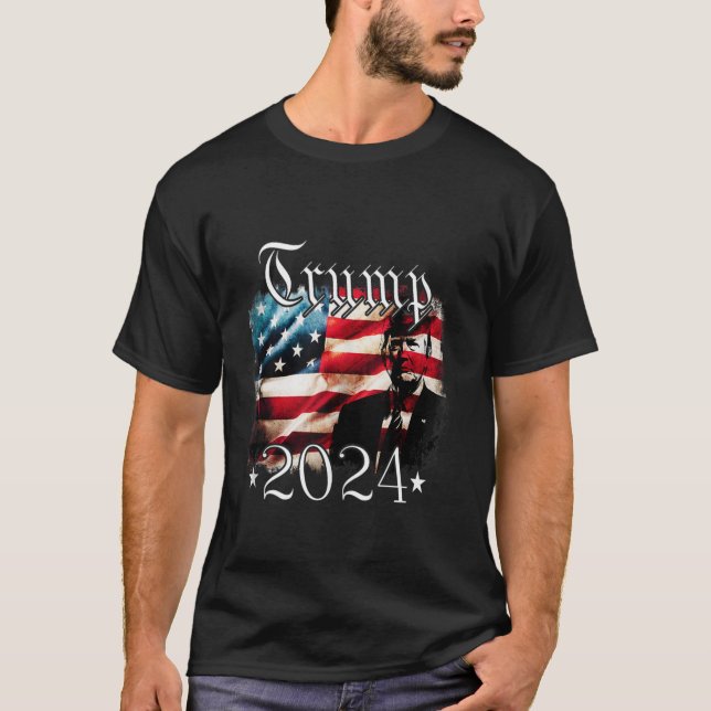 vintage American flag patriotic July 4th T Shirt (Front)