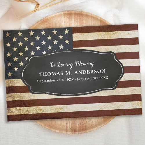Vintage American Flag Patriotic Memorial Funeral Guest Book