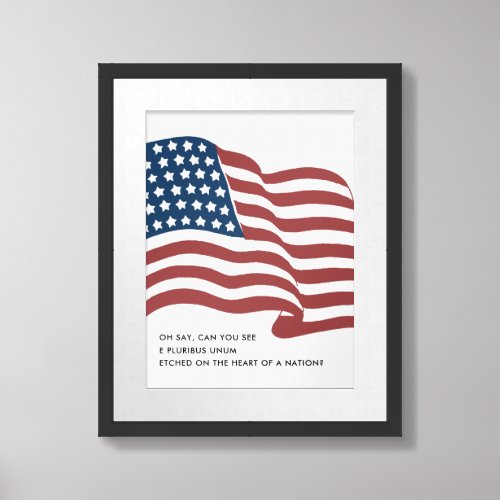 Vintage American Flag Patriotic Saying Framed Art