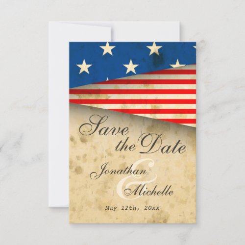 Vintage American Flag Patriotic Wedding Save The Date