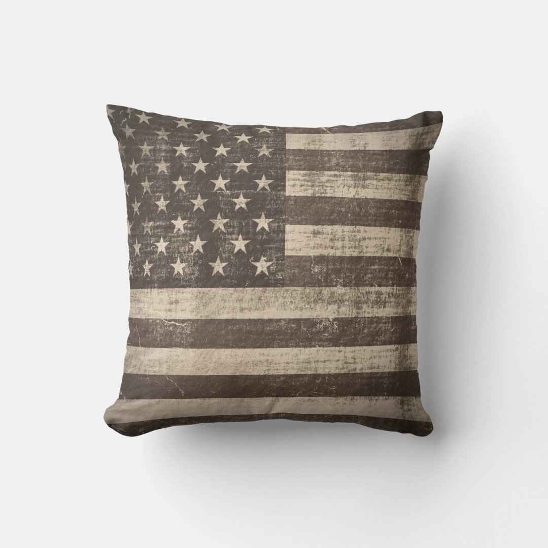 Vintage American Flag Pillow | Zazzle