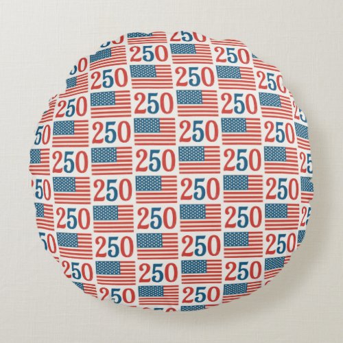 Vintage American Flag pillow. Patriotic 1776-2026  Round Pillow