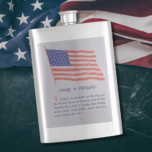 Vintage American Flag Pledge Of Allegiance Flask