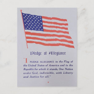 Vintage American Flag Pledge Of Allegiance Holiday Postcard