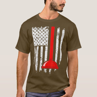 Vintage American Flag Plumber 4th of July T-Shirt