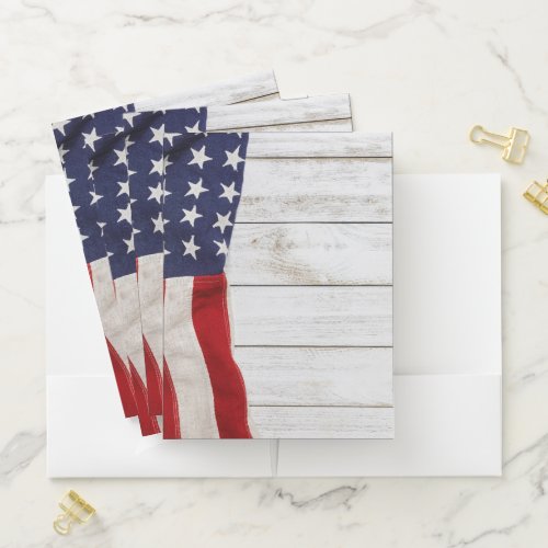 Vintage American Flag Pocket Folder